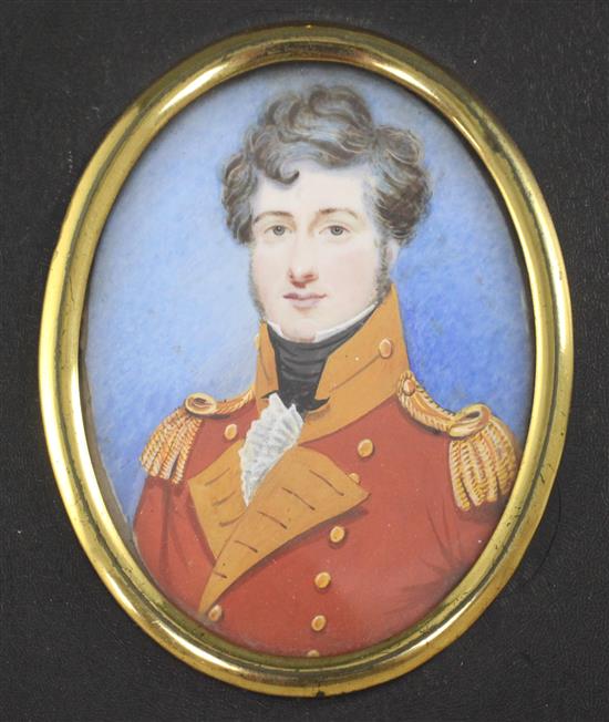Victorian School Miniature of an army officer 3 x 2.5in